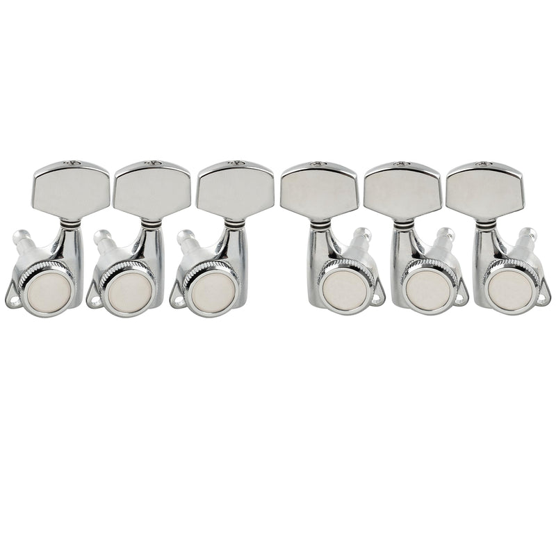 [AUSTRALIA] - Musiclily Pro 3L+3R Guitar Locking Tuners 18:1 Ratio Lock String Tuning Key Pegs Machine Heads Replacement for LP SG Style Style Electric Folk or Acoustic Guitar, Chrome with Big Hex Button 