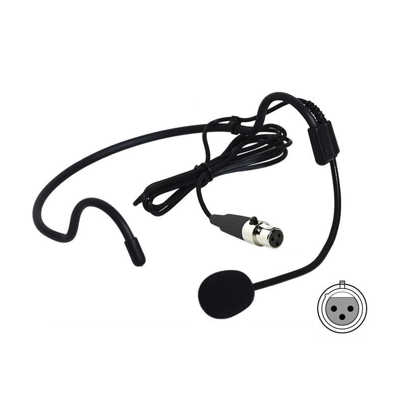 [AUSTRALIA] - Headworn Headset Microphone for AKG/Samson Wireless Bodypack Transmitters, with Windscreen, Mini 3 Pins XLR Connector, Unidirectional, Black 