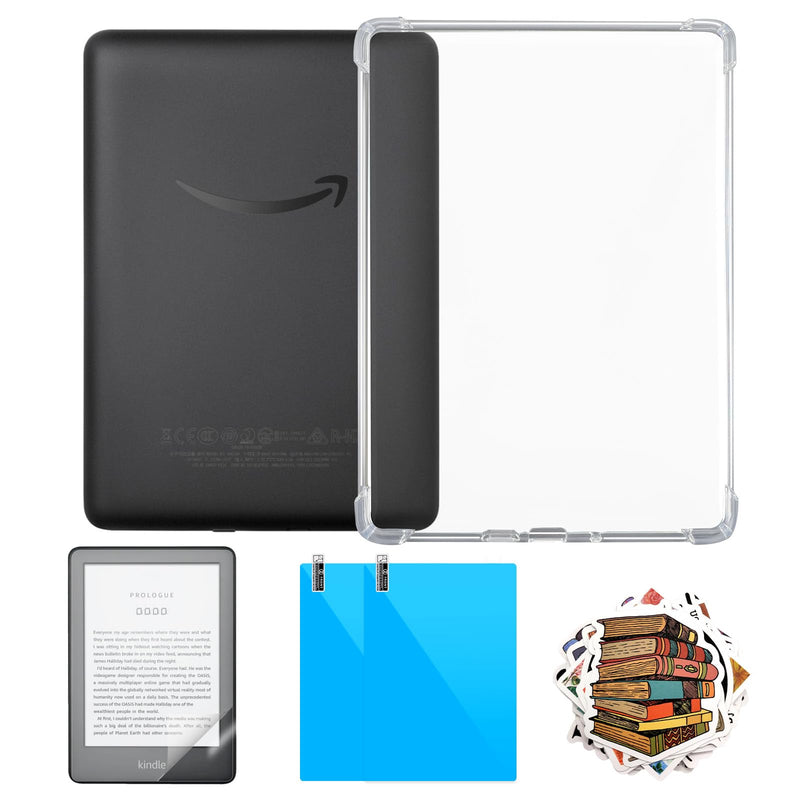 4 in 1 Clear Case with 2 Screen Protector and 50 Sticker for Kindle Paperwhite 11th Gen 2021 & Signature Edition (6.8"),【All-Around Protection】【Light Weight】【Anti-Scratch】Kindle Paperwhite Case, Clear