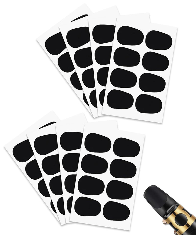 [AUSTRALIA] - 64Pcs 0.8mm Thick Saxophone and Clarinet Mouthpiece Cushion - Alto/Tenor Sax Mouthpiece Patches Pads Cushions - Oval Rubber Strong Adhesive for Beginners Musicians - Black 