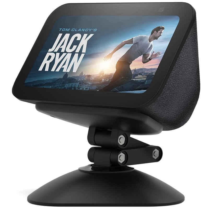 Stand for Echo Show 5 (3rd), Adjustable Height Tilt + Swivel Stand with Strong Magnetic, Rotates Side to Side, Compatible with Cell Phones & Show 5 (3/2/1 Gen) (Black)
