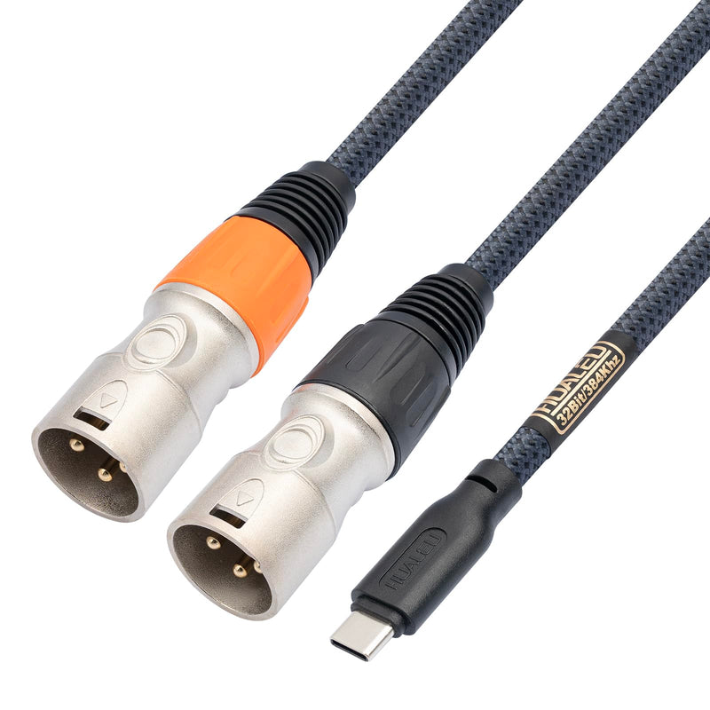10FT USB C to Dual XLR Male Audio Cable - Hi-Fi 32Bit/384Khz USB C to XLR Audio Cable for Phone to Power Amplifier Connection High-end 10Feet