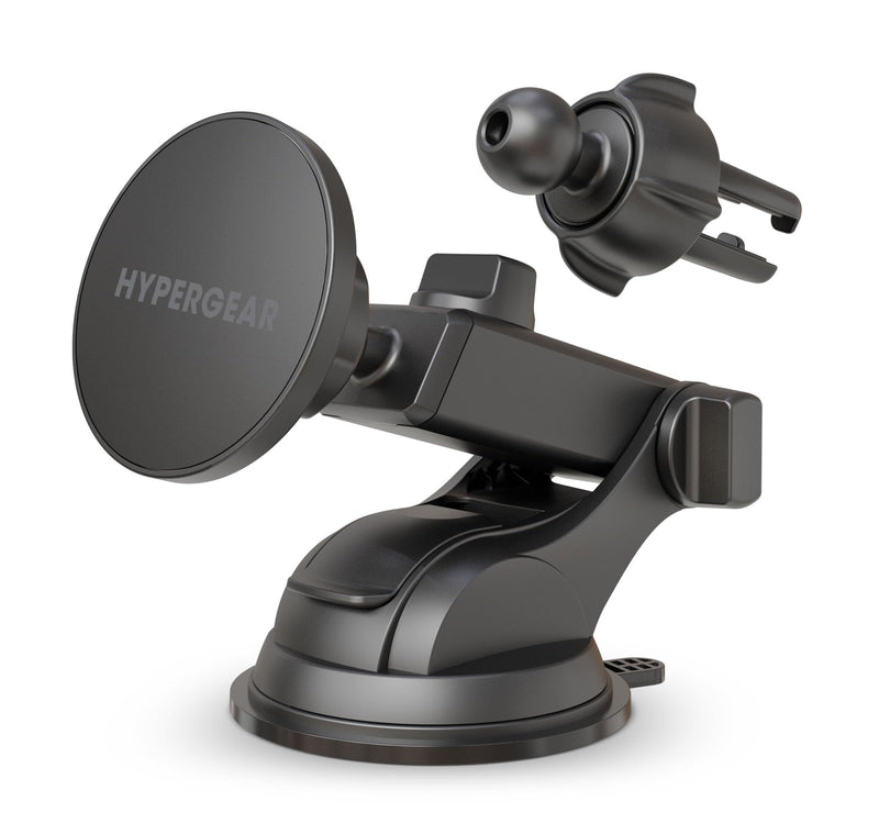 HyperGear Mag Grip Magnetic Phone Holder for Car - 3 in 1 Car Phone Mount Kit for Vent, Dashboard and Windshield, Compatible with iPhone and Android