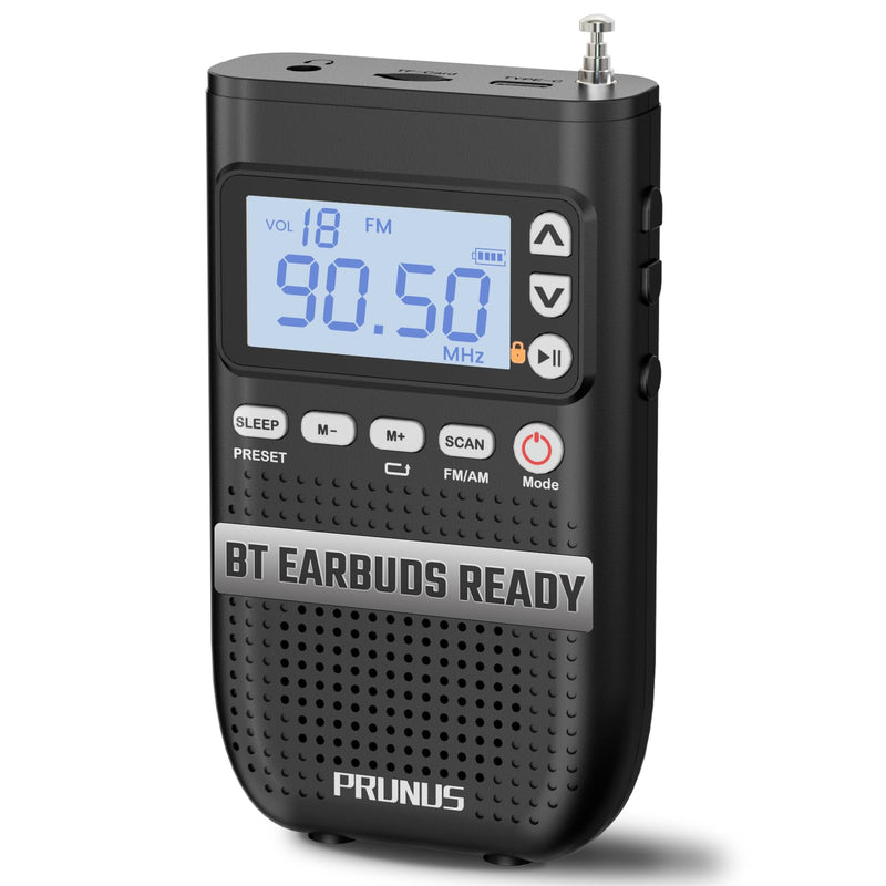 [AUSTRALIA] - PRUNUS J-618 Portable Radio AM FM to Bluetooth Earphone, as Bluetooth Speaker, 2000mah Rechargeable Radio, Preset, TF Card Shuffle Play, Headphone Jack, Sleep Timer, Walkman Radios, Digital Radios 