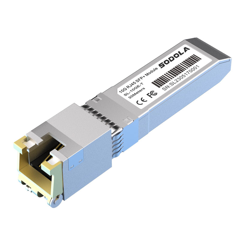 SODOLA 10GBase-T RJ45 SFP+ Module, 10G SFP+ Transceiver(1 Pack) | 10G SFP+ RJ-45 Copper Transceiver for SODOLA, SFP to Ethernet, Plug&Play,Hot Pluggable,Up to 30m Distance Copper SFP Modules