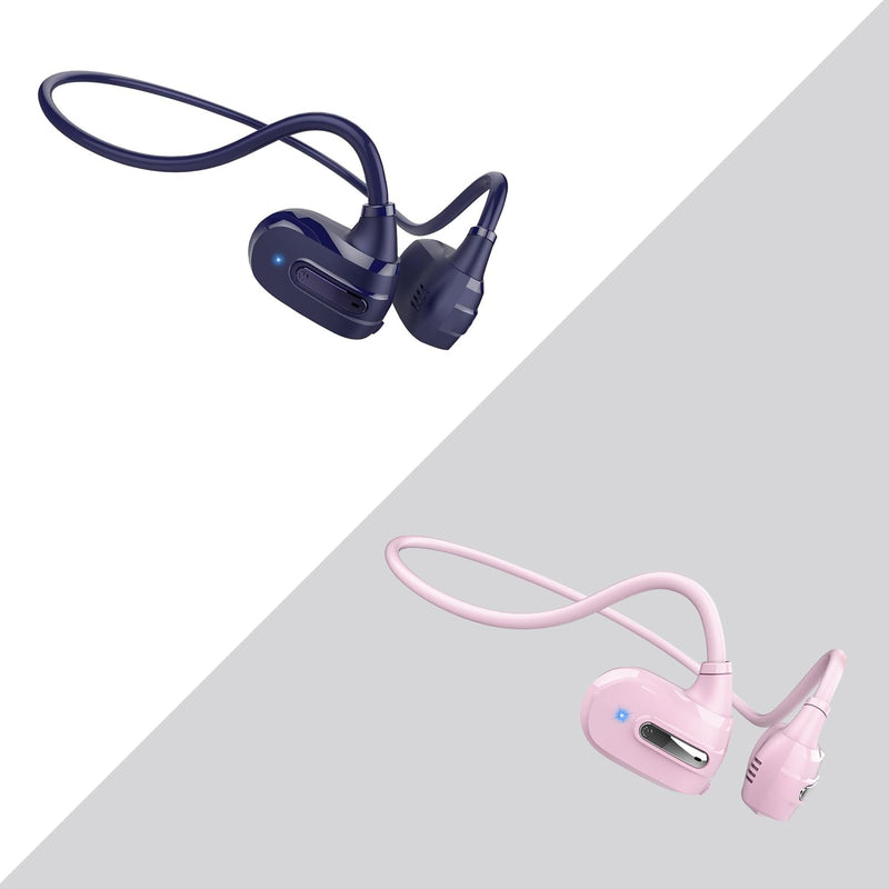 BANIGIPA Kids Headphones, Open Ear Headphones Comfortable for Teens Child Boys Girls, Wireless Bluetooth 5.3 Headset w/Mic for School/Tablet/Travel, 13g Ultra-Light, Protect Hearing, 10H Playtime Pink
