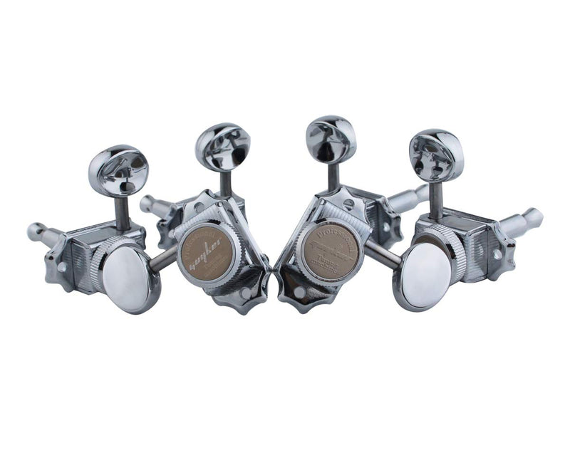 Guyker Guitar Locking Tuners (3L + 3R Handed) – Vintage Deluxe Lock String Tuning Key Pegs Machine Heads Replacement Parts – Chrome Chrome, Metal Handle
