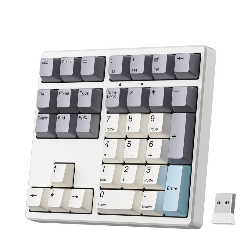 [AUSTRALIA] - Wireless Number Pad, 34 Key 2.4GHz Rechargeable Mechanical Numpad,Gateron Red Switches Hot Swappable Numeric Keypad with PBT Keycaps for Laptop, Mac, PC Desktop 