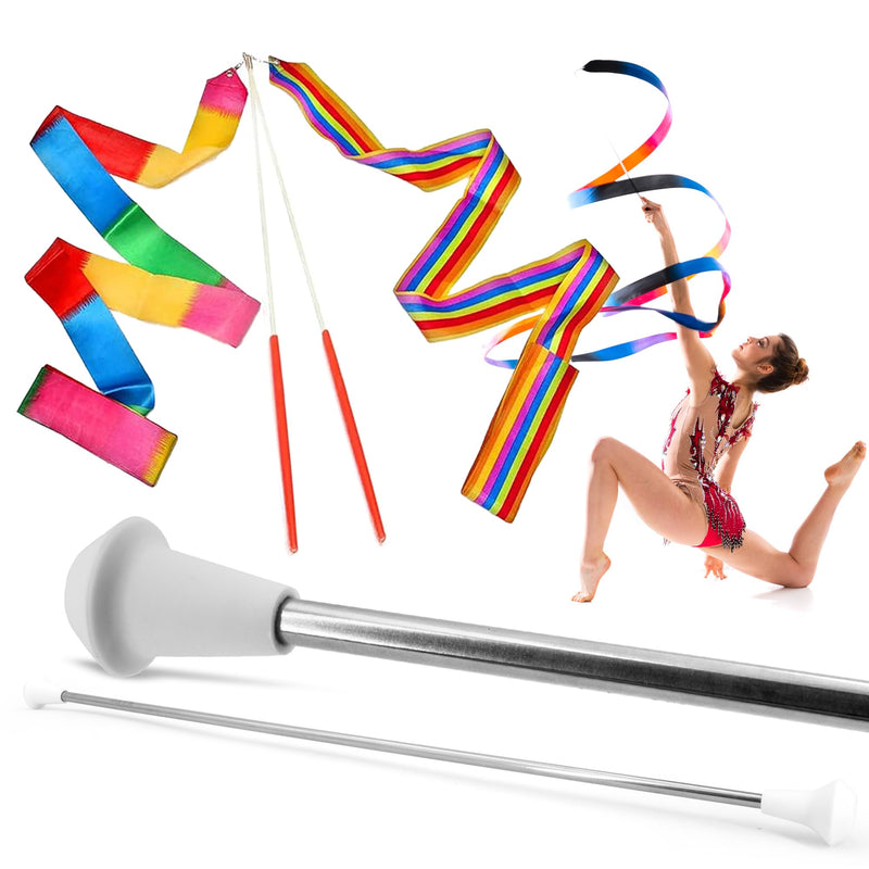 [AUSTRALIA] - 20 inch Twirling Marching Baton in Stainless Steel with Rubberized Ends Mini Shaft 3/8 with 2 Dancing Ribbons (20 Inch) 20 Inch 