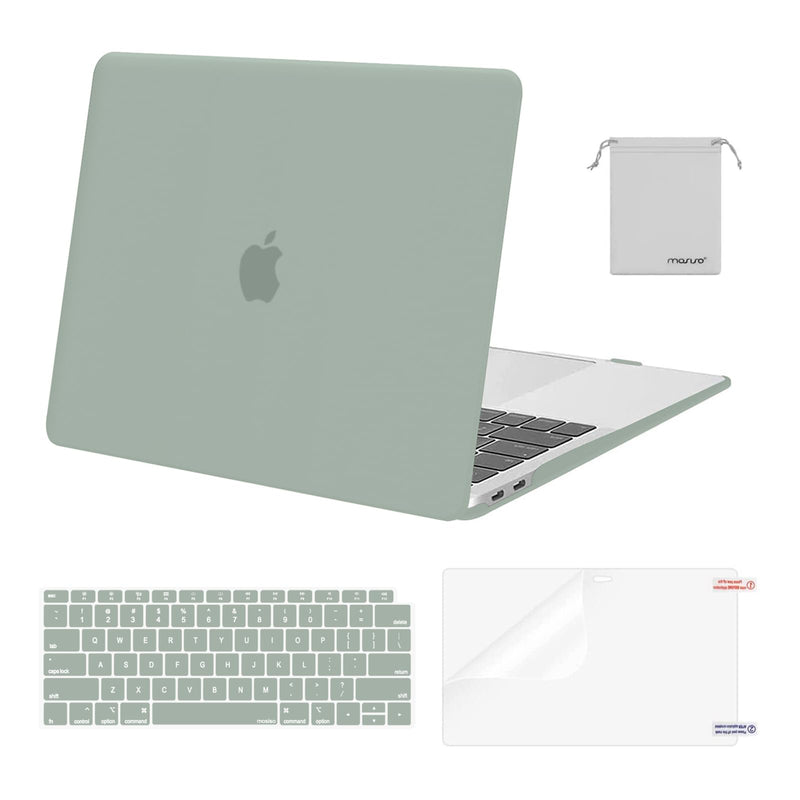MOSISO Compatible with MacBook Air 13 inch Case 2022, 2021-2018 Release A2337 M1 A2179 A1932 Retina Display Touch ID, Plastic Hard Shell&Keyboard Cover&Screen Protector&Storage Bag, Antique Green