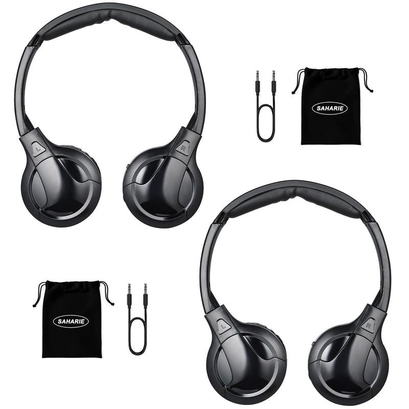 IR Headphones for Car DVD, Universal Infrared Headphones, 2 Channel Wireless for Honda Odyssey Rear Entertainment System (2 Pack)