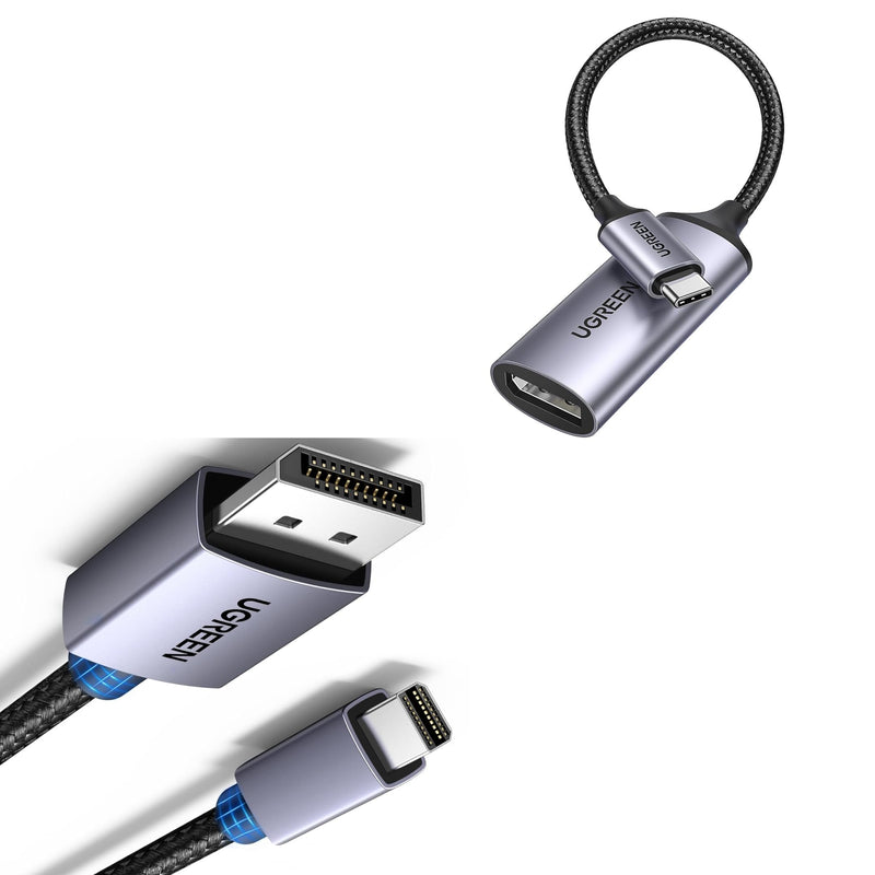 UGREEN 8K@60Hz USB C to DisplayPort 1.4 Adapter Cable 4K@240Hz Bundle VESA Mini DisplayPort to DisplayPort 1.4 Cable 6.6FT