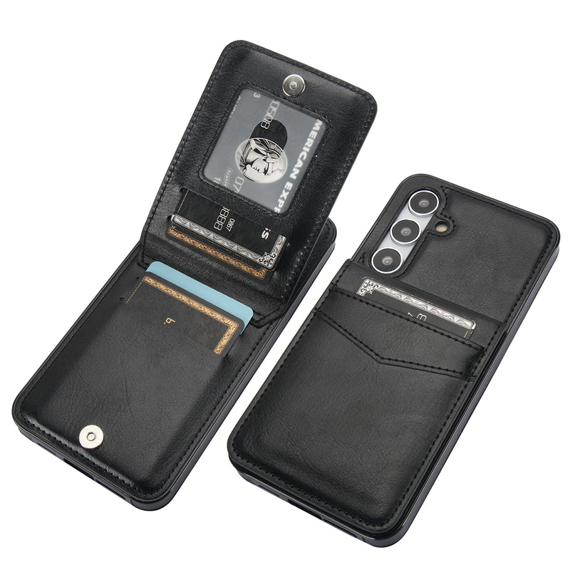 [AUSTRALIA] - KIHUWEY for Samsung Galaxy S24 Plus Case Wallet with Credit Card Holder, Flip Premium Leather Magnetic Clasp Kickstand Heavy Duty Protective Cover for Samsung Galaxy S24 Plus 6.7" (Black) Black Galaxy S24 Plus 6.7" 