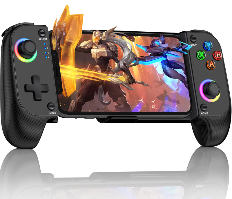Mobile Game Controller for iPhone and Android with RGB Light, Wireless Phone Controller with Phone Case Support Turn Your iPhone into a Gaming Console Play PS Remote Play, Xbox Cloud and More Use as Mobile Game Controller