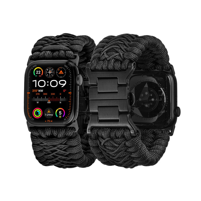 Tefeca Titan Series Ultra Wide Paracord Band Compatible with Apple Watch/Ultra Ultra wide 49/46/45/44mm M/L Black