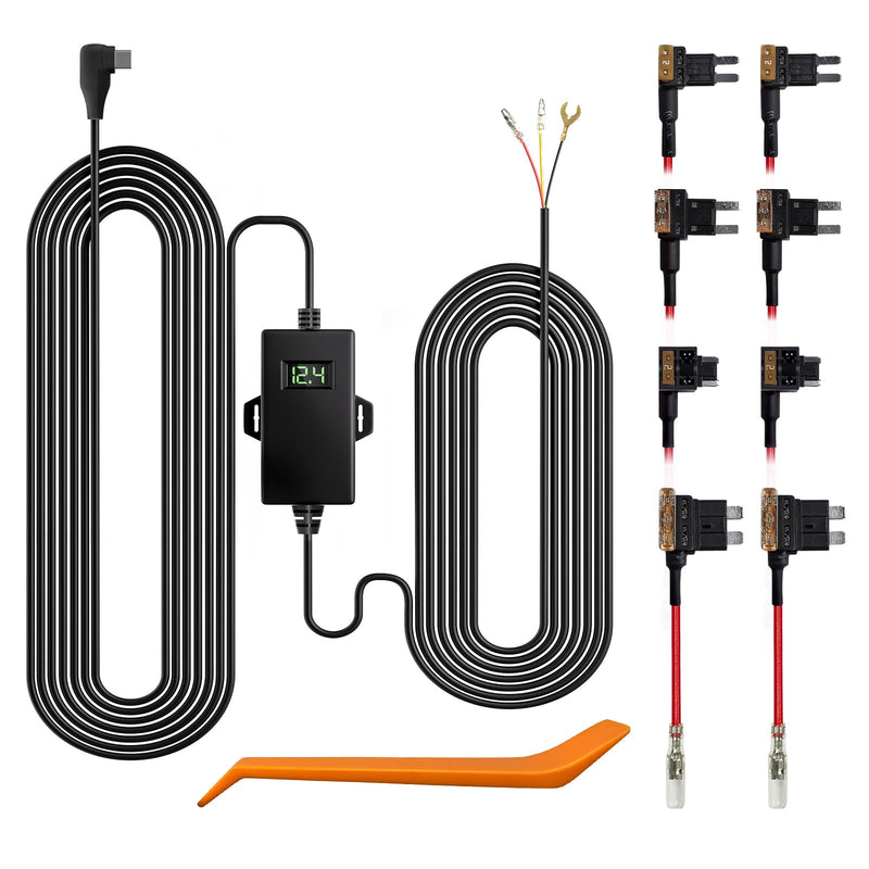 WOLFBOX USB C ACC Hardwire Kit for G840S/G900/G850/G930/G840H/i05/i07/i17,not Suitable for G890/D07, Hard Wire Car Charger Cable Kit 12V- 24V to 5V for Dash Cameras with Battery Drain Protection Upgraded Double-4 fuses