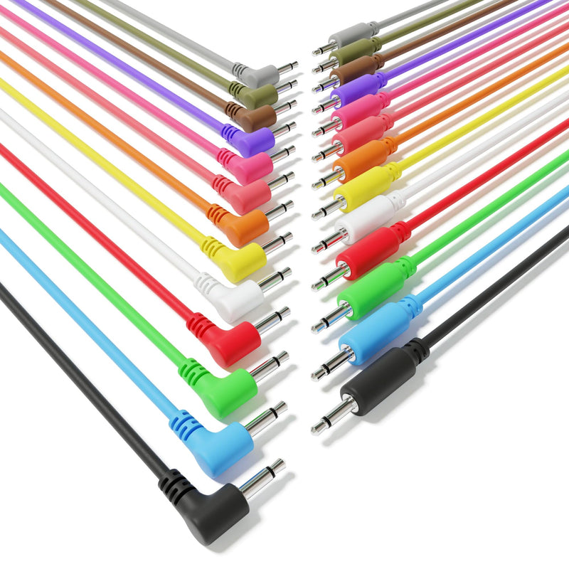 Hybrid Mono Modular Patch Cables - TS 3.5mm 1/8" - Eurorack Synth Synthesizer [13-Pack | 180 cm - 70.87"] 180 cm - 70.87" 13-Pack