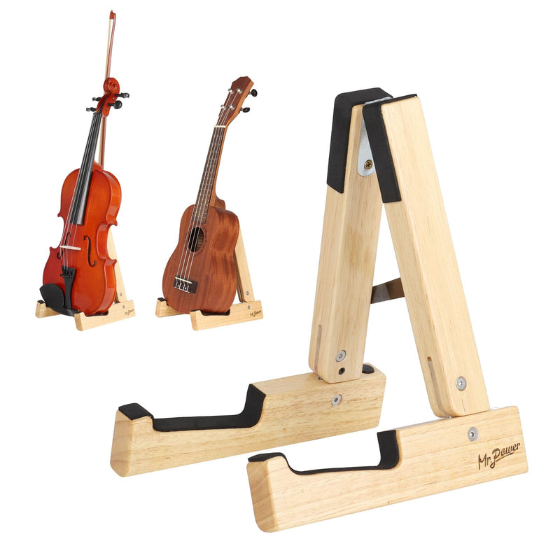 [AUSTRALIA] - Mr.Power Oak Violin Stand with bow holder, Wood Soprano Ukulele Floor Stand, Portable A-Frame Folding Music Holder for Viola Small Guitar Musical Instrument, for Concert Home Studio Exhibition 