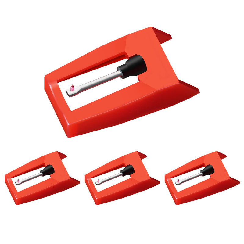 4 PCS Record Player Needle, JUKFITA Ruby Turnable Stylus Replacement for Most Victrola Crosley LP ION Vinyl Players Phonograph, Red
