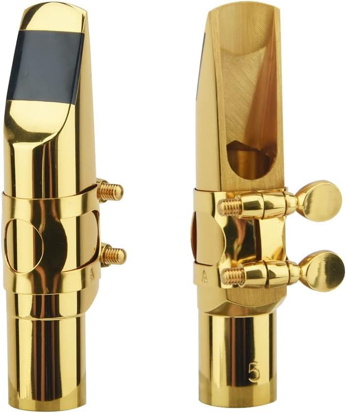 [AUSTRALIA] - Alto Sax Saxophone Mouthpiece w/Cap & Ligatures, Brass Metal Eb Alto Sax Mouthpieces 5C for Saxophone Professionals and Beginners (5C) 