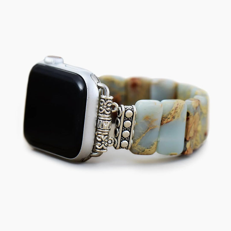 Cape Diablo Smart Watch Band for Women - Handmade Gemstone Strap - Compatible with 38mm-45mm Apple Faces, Earth Tibetan