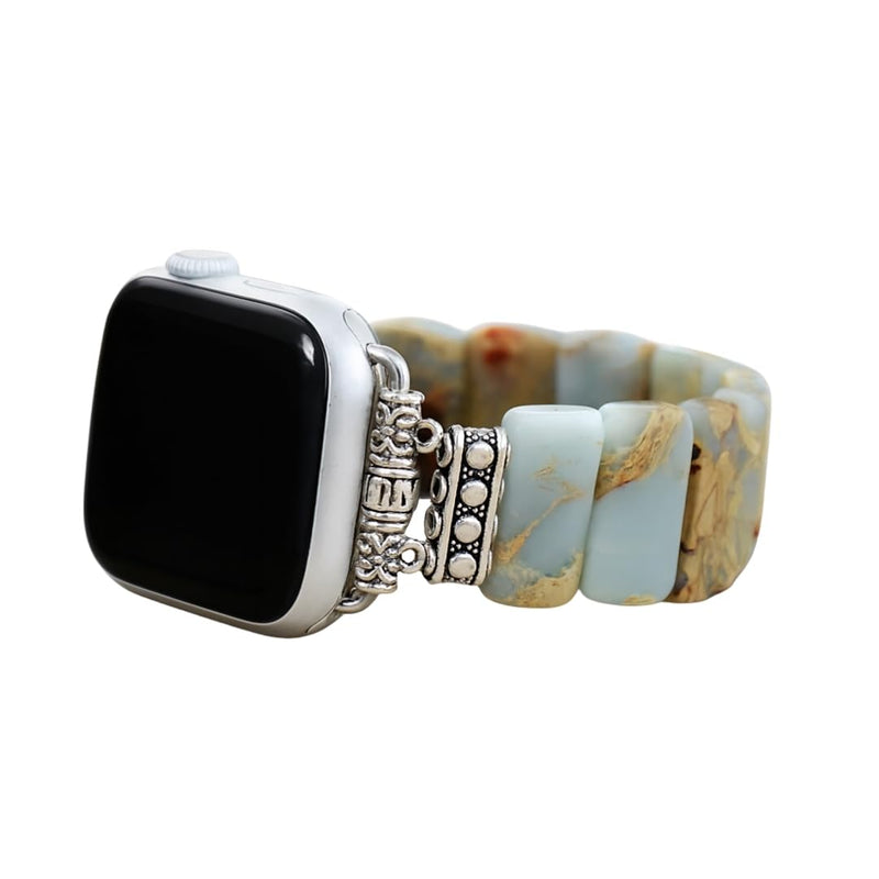 Cape Diablo Smart Watch Band for Women - Handmade Gemstone Strap - Compatible with 38mm-45mm Apple Faces Small - Fits 5.75-6.25 inch wrists Earth Tibetan