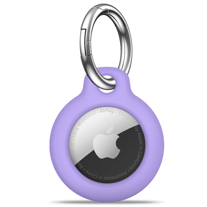 Airtag Holder Air Tag Case with Keychain, Anti-Scratch Airtags Key Chain for Apple Air Tags, Airtag Accessories for GPS Item Finder Tracker, Purple… A9-Purple