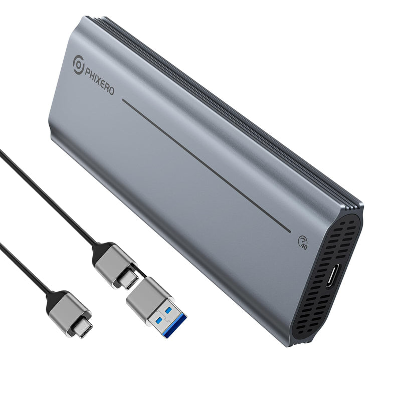 PHIXERO 40Gbps M.2 NVMe SSD Enclosure, PhiBox Pro External NVMe Enclosure with Fan, Tool-Free, Compatible with Thunderbolt 4/3 USB4