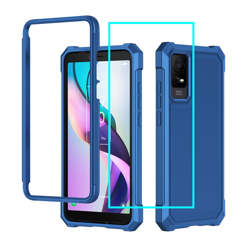 for TCL ION X Case/TCL ION V Case with Screen Protector,TCL ION V T607DL Phone Case Frosted PC Back Soft Silicone Bumper Military Grade Full Body Protection Cover for TCL ION X T430W Blue TCL ION X/ION V