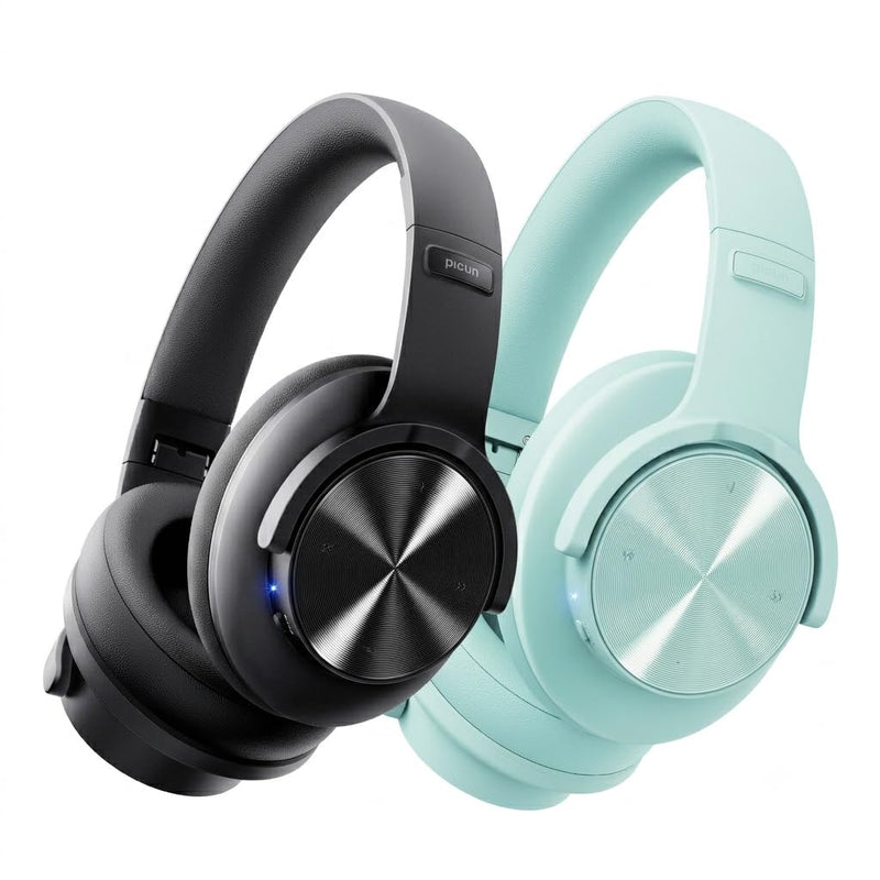 Picun [2PACK] B8 Bluetooth Headphones – Black + Khaki | 120H Playtime | 3 EQ Modes