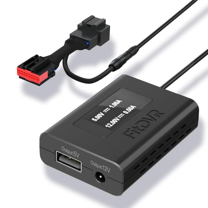 [AUSTRALIA] - Dash Cam Power Adapter (16-Pin) for Ford F150 250 350 Mustang, Bronco and More, Connects to Rearview Mirror, LED Display USB Power Source,Plug and Play, Easy to Install, 5V 12V Output, D3-013 