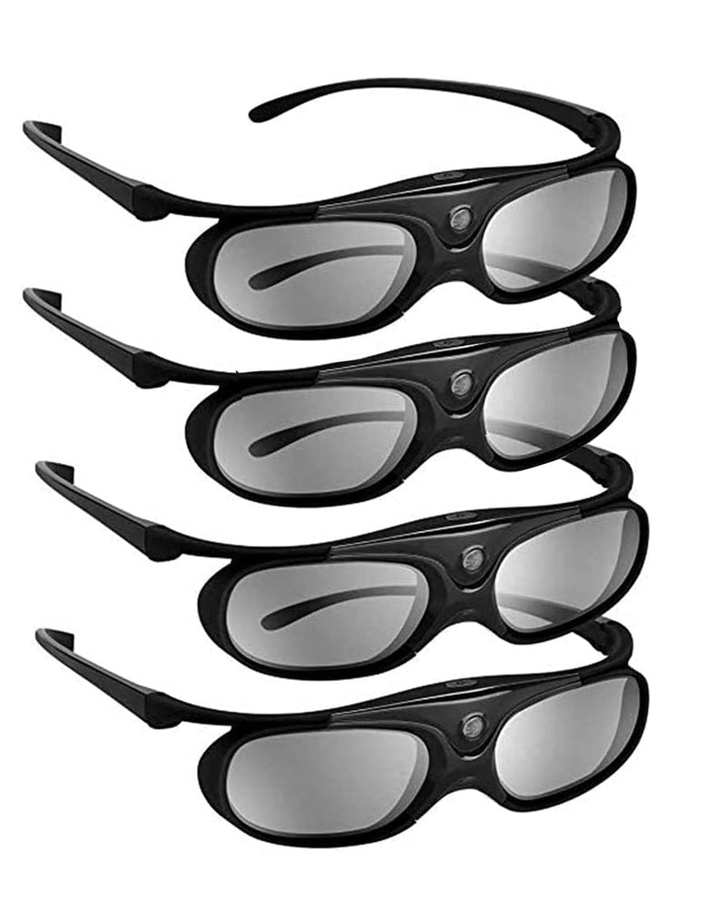 BOBLOV DLP Link 3D Glasses, 144Hz Rechargeable Active Shutter Eyewear Compatiable with Optoma, BenQ, Acer, ViewSonic, Vivitek, Panasonic, Dell, Other DLP-Link 3D Projectors (Black - 4Pack) Black - 4 Pack