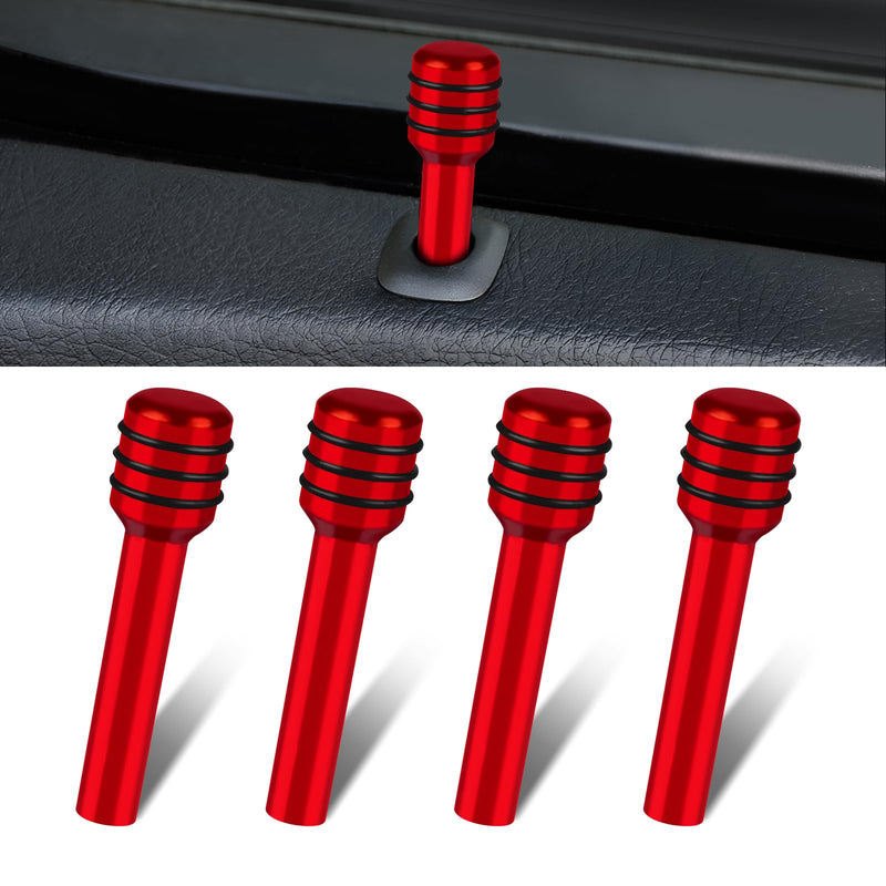 [AUSTRALIA] - 4 PCS Car Door Lock Knobs, Inner Door Lock Pull Pin Cover, Aluminum Alloy Decorative Door Lift Bolt, Universal Auto Accessories for Cars, Trucks (Red) Red 