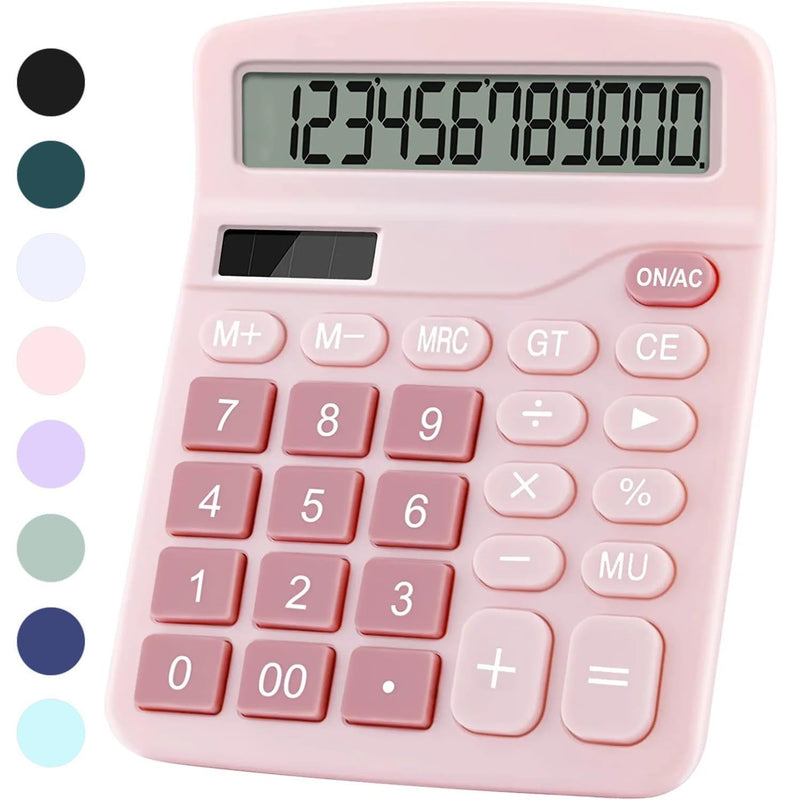 [AUSTRALIA] - Office Desk Calculator, Cute Calculator for Kids, Basic Calculators Desktop, Dual Power Simple Financial Calculator with Big Button Large Display for Office Home and School (Pink) Pink 