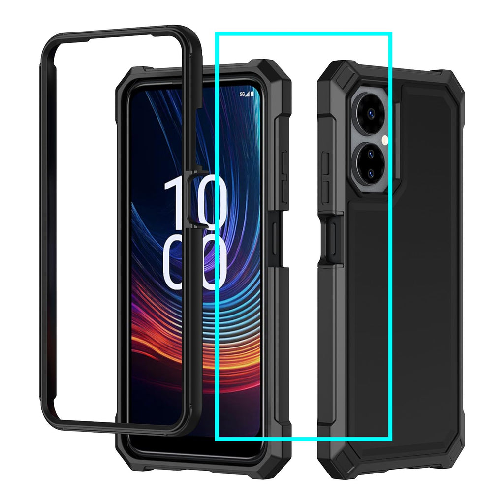 for Boost Celero 5G 2024 Case with Screen Protector,Celero 5G Phone Case 2024 (3rd Version) Front Back Full Body Heavy Duty Protection Frosted PC Back Soft TPU Bumper Cover for Celero5G 2024 Black Black1