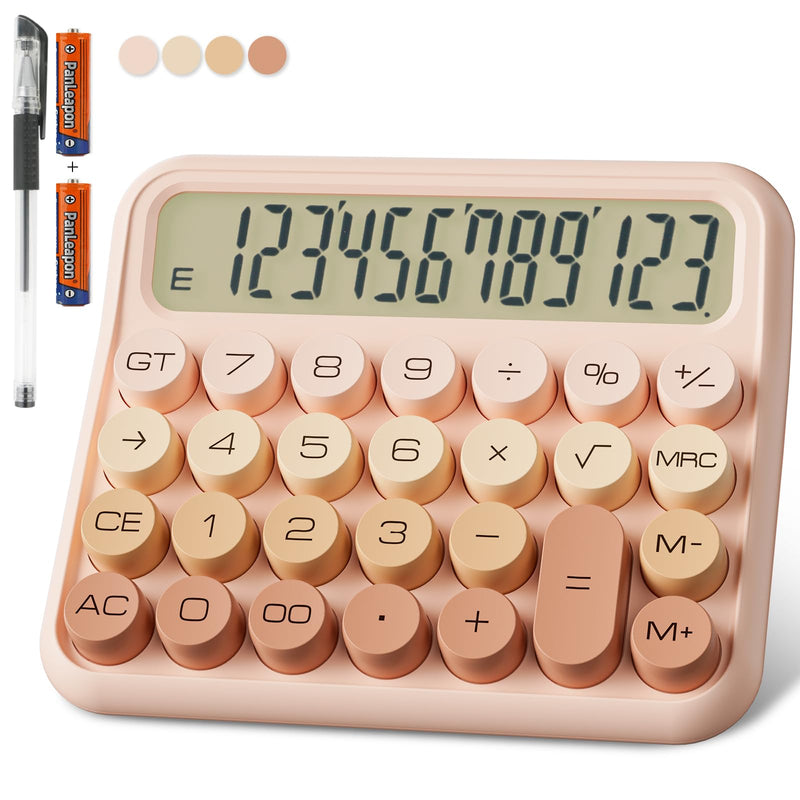 [AUSTRALIA] - Mechanical Calculator 12 Digit Extra Large 5-Inch LCD Display, DECKLIT Battery Desk Calculator, Big Buttons Easy to Press Office Calculators Desktop, 15°Tilt Screen for Kids Calculator(Gradient Pink) Gradient Pink 