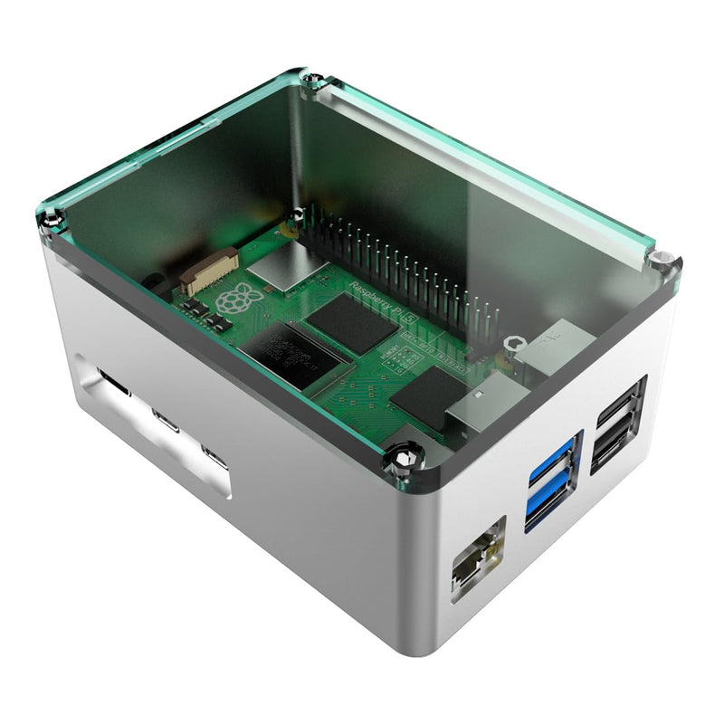 anidees Aluminum Extra High Pi case for Raspberry Pi 5 – Silver (AI-PI5-SG-H)