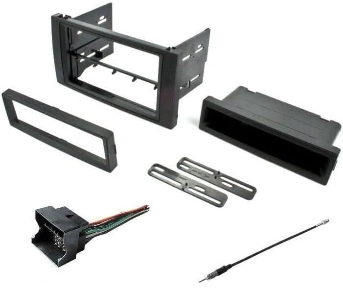 Car Stereo Radio Mount Install Dash Kit, Wire Harness, Antenna Adapter Combo Made for 2010-2011 Ford Transit Connect