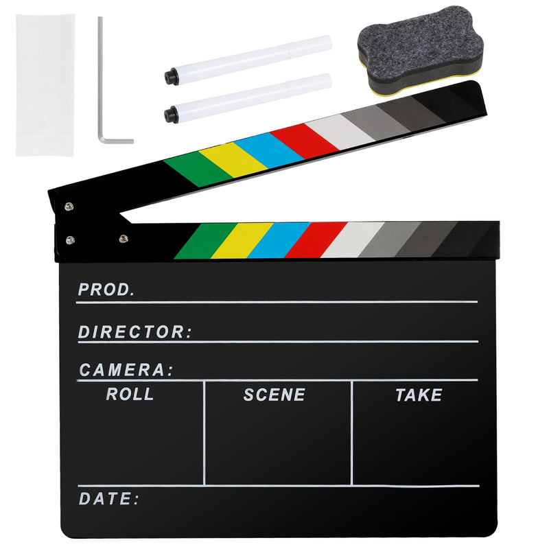 [AUSTRALIA] - Acrylic Movie Film Directors Clapboard, Photography Video TV Cut Action Scene Slate Clapper Board Props, Black 