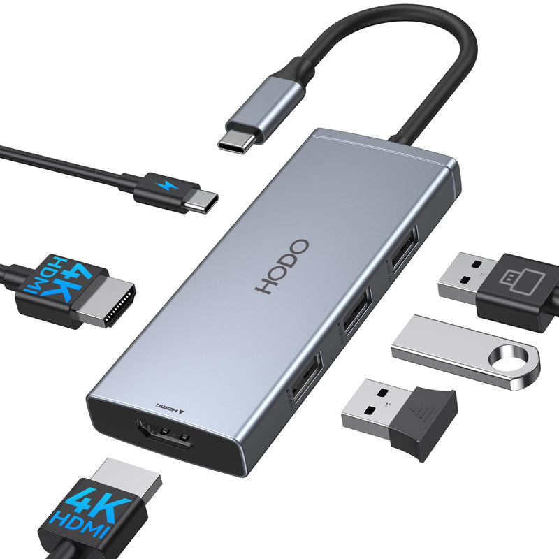 Docking Station to Dual HDMI Monitors Adapter, USB C Hub Dual HDMI Monitors for Laptops, USB C Adapter with Dual HDMI 4K@60Hz, 3 USB Port,PD, Compatible for HP Elitebook, Dell XPS 13/15, etc 6 Port 2HDMI