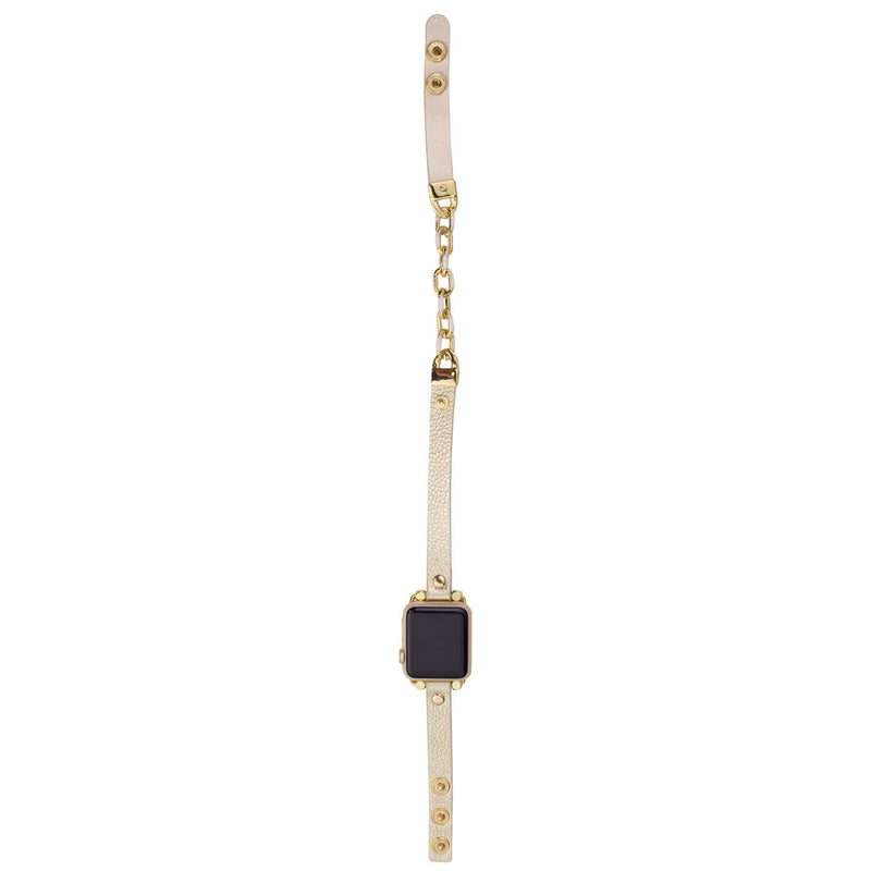 Lilly Pulitzer Skinny Leatherette Watch Band with Chain Sized to Fit 38mm, 40mm, 42mm, & 44mm Smartwatches, Compatible with Apple Watch Series 1-6 and SE, Gold