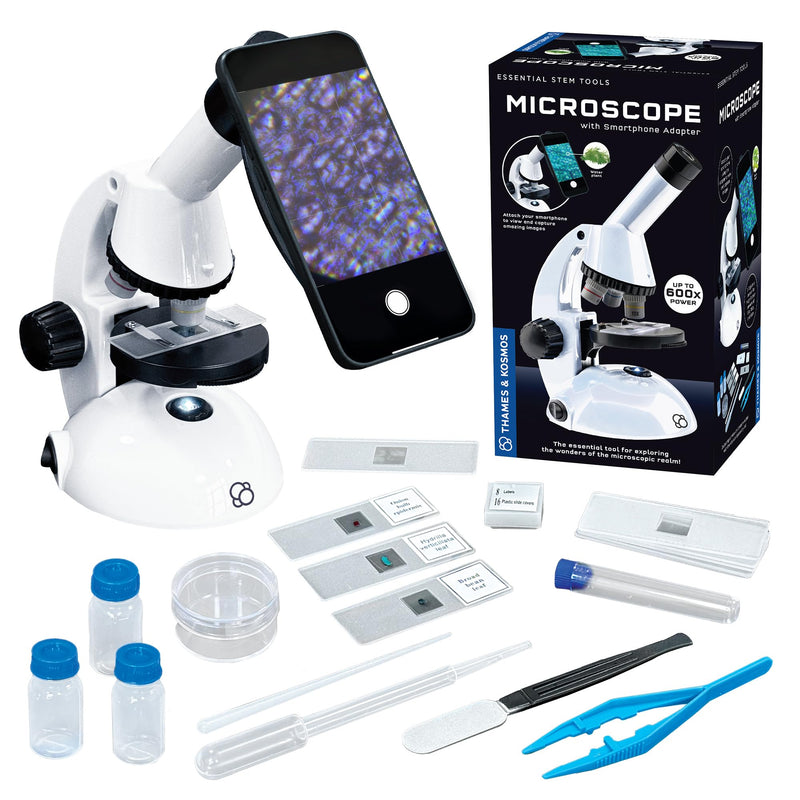 [AUSTRALIA] - The Thames & Kosmos Microscope Essential STEM Tool with Smartphone Adapter to Capture & View Microscopic Images, Entry-Level Student Science Device, 60x to 600x Magnification & 45 Accessories 