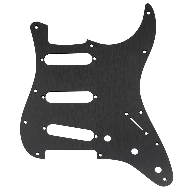 Musiclily Ultra 11 Holes Anodized Aluminum SSS Strat Pickguard ST Guitar Pickguard for American/Mexican Fender Standard Strat Style Electric Guitar, Black