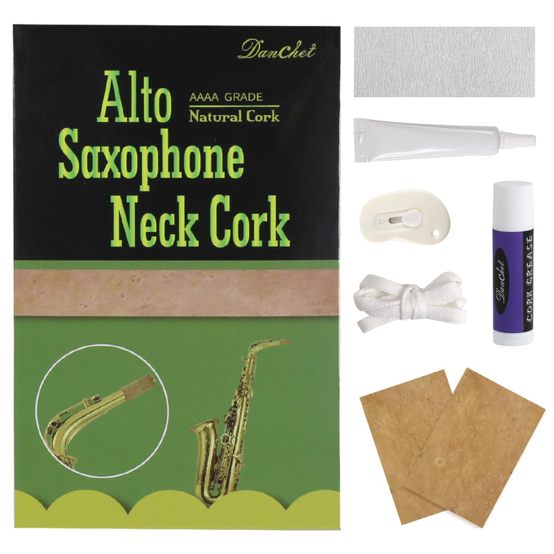 [AUSTRALIA] - Danchet Alto Saxophone Accessories,Alto Sax Cork Replacement Kit,2 pcs Saxophone Cork, Glue, Cork Grease, Knife, Taping, and Sandpaper alto sax cork replacement kit 