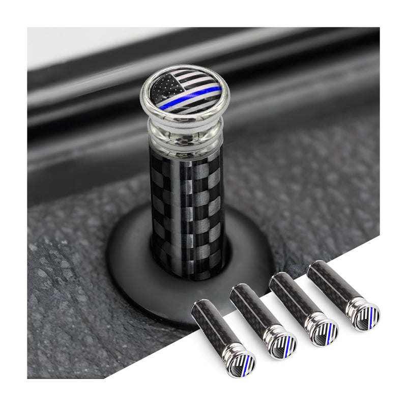 [AUSTRALIA] - Moly Magnolia 4PCS Car Door Lock Knobs, American Flag Carbon Fiber Door Lock Pin Cover, Decorative Modification Door Lock Bolt Pin Cover, Auto Accessories Universal for SUV, Truck, Van (Style C) Blue Flag 