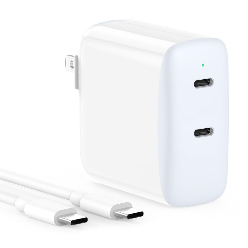 40W Dual USB C Charger for iPad Pro 13, 12.9, 11 inch 2024 2023 2022 2021 2020 2019, iPad Air 5 4, Mini 6, iPad 10, iPhone 15/15 Pro Max, 2 x 20W Type C Wall Charger, 6.6ft USB-C Cable
