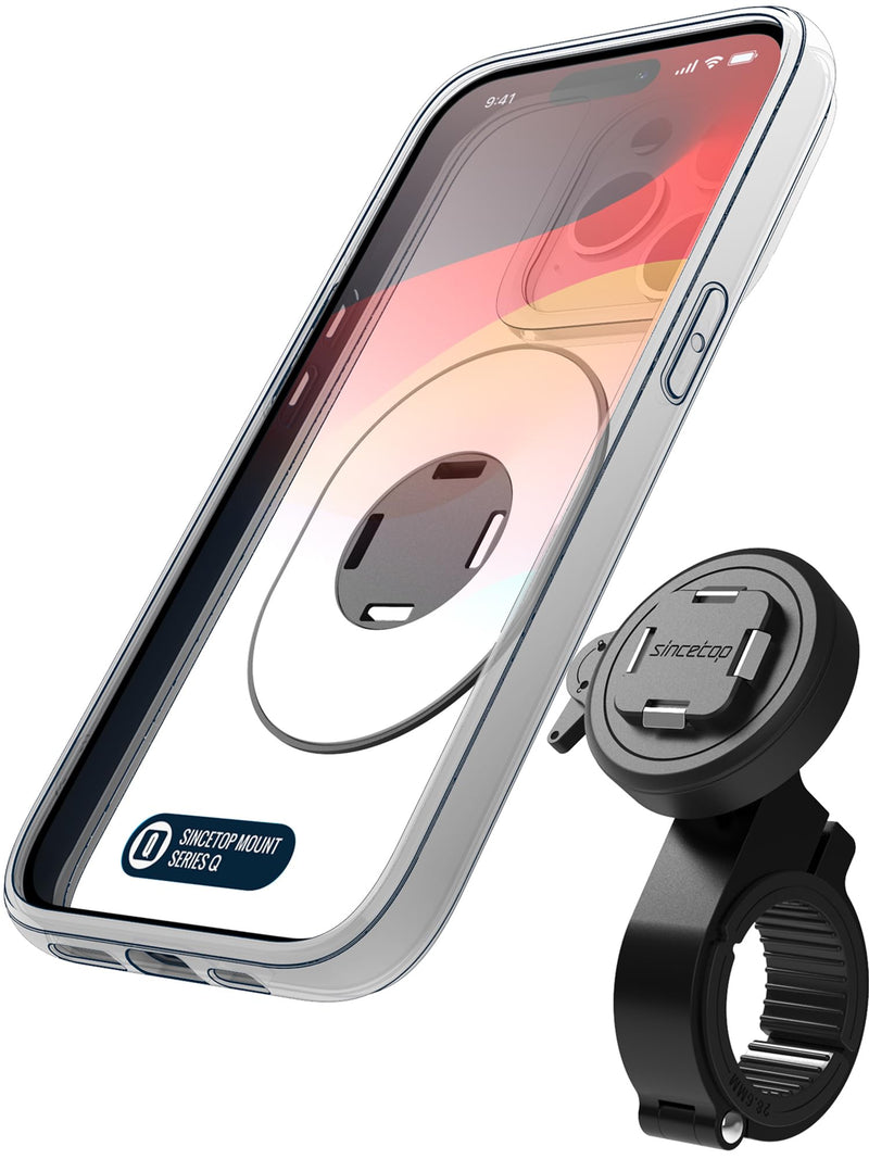 sincetop Series Q [ Quad ] Bike/Motorcycle Phone Mount - Quick Lock & Release - Aluminum Alloy Holder - Compatible with Mountain Bicycles, Electric Bikes, Motorcycles, and Scooters Handlebar Mount - Series Q