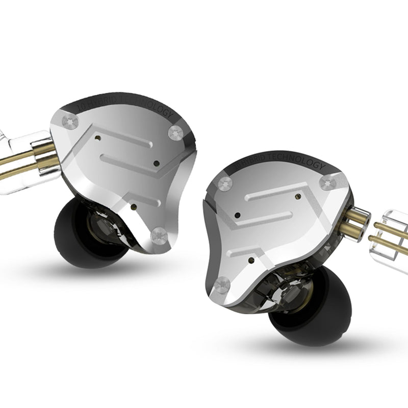 KZ ZS10 Pro in Ear Monitors,4BA+1DD 5 Driver in-Ear HiFi Metal Earphones with Stainless Steel Faceplate IEM Earphones, 2 Pin Detachable Cable