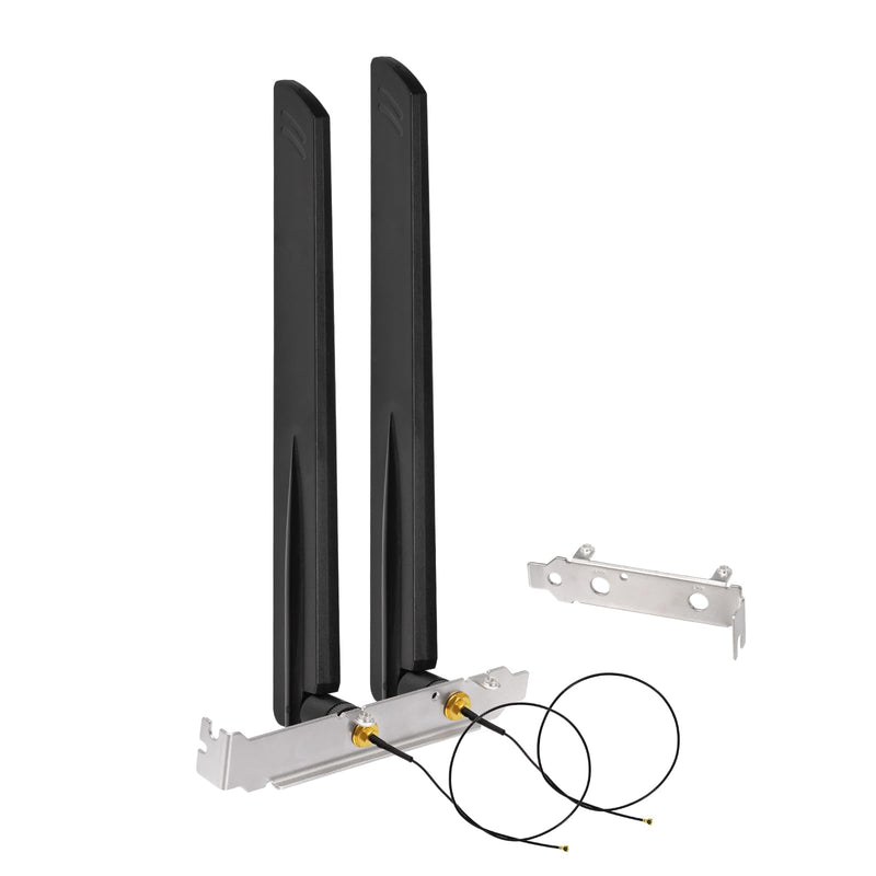 Eightwood Tri-Band WiFi 6 6E Antenna Kit for M.2 NGFF WiFi Card | 2.4GHz 5GHz 6GHz RP-SMA Male Antenna with 10in RP-SMA Female to M.2 WiFi Card Coax Cable and PCI Slot Bracket
