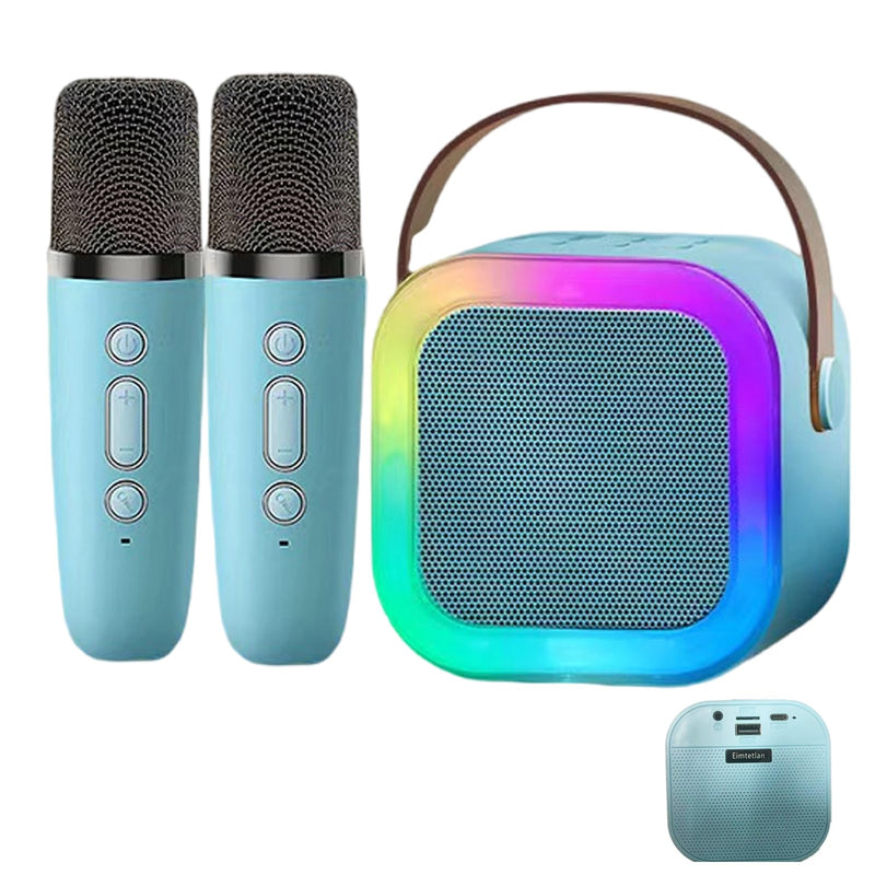 Karaoke Machine for Kids, Kids Karaoke Machine for Girls with 2 Wireless Microphones, Mini Portable Bluetooth Speaker Kids Karaoke Machine Gifts for Girls and Boys Family Party (Blue) blue